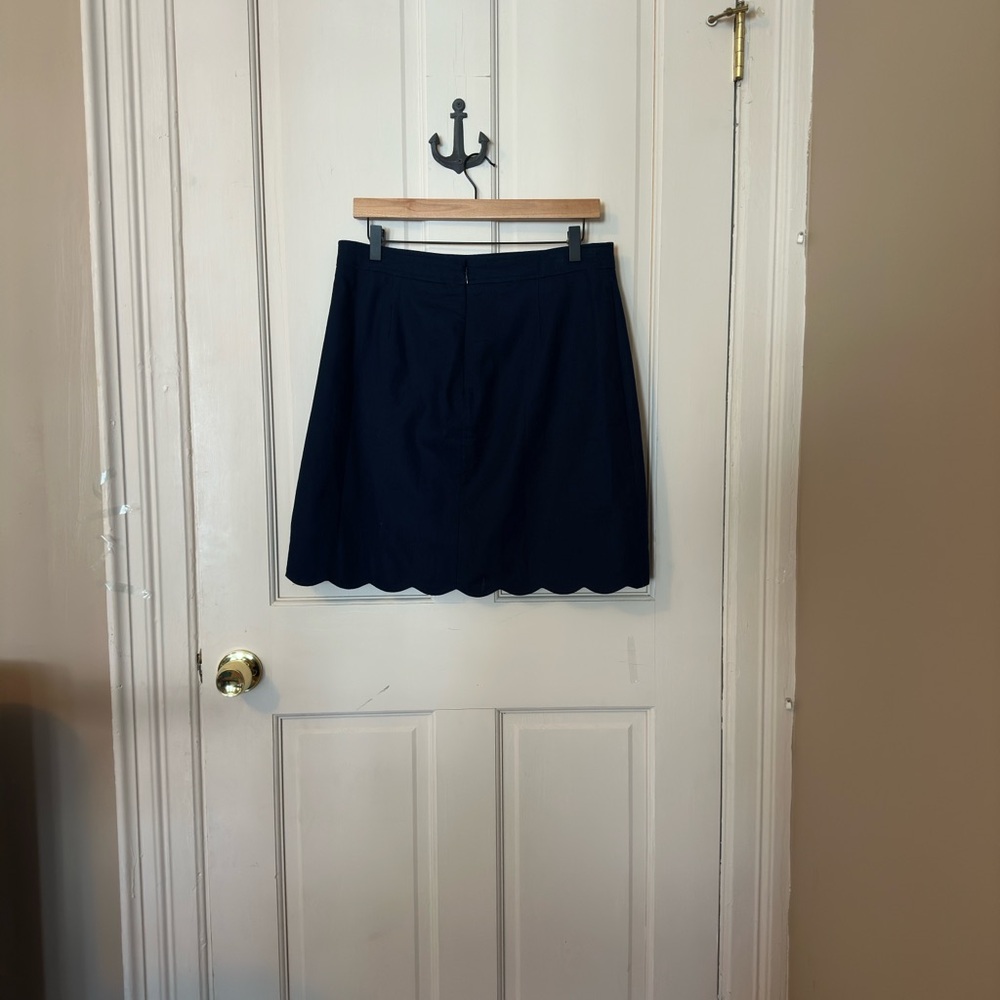 NWT - J. Crew navy blue A-Line Skirt with Scalloped Hem - Picture 2 of 5